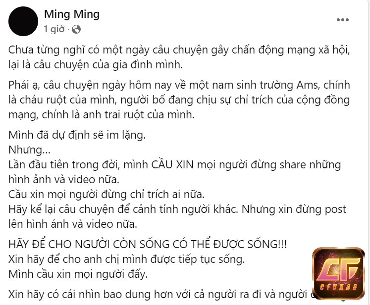Một người thân lên tiếng yêu cầu cộng đồng ngừng chia sẻ đoạn video đau lòng