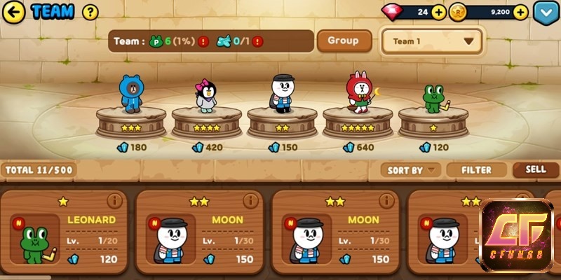 LINE Rangers sở hữu hơn 150 nhân vật với các biểu cảm khác nhau