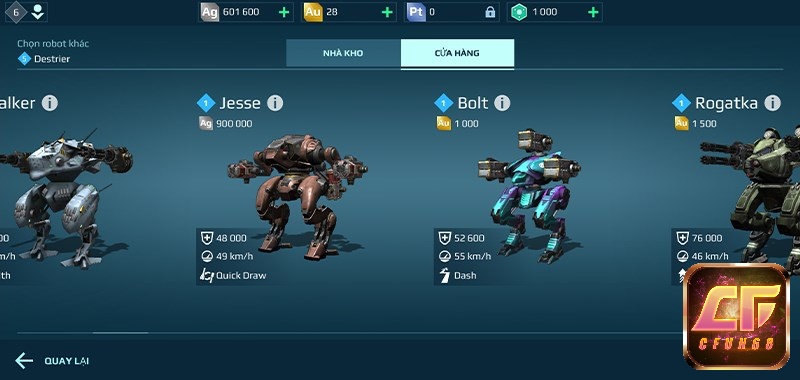 War Robots có hơn 50 nhân vật với hình dạng, đặc điểm chiến đấu đa dạng