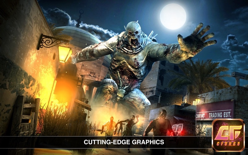 Cảnh chiến đấu mãn nhãn trong Dead Trigger 2 với đồ họa sắc nét và zombie đa dạng
