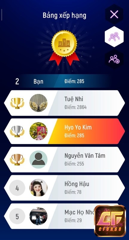 Điểm số của bạn sẽ được lưu trên bảng xếp hạng để cạnh tranh cùng những người chơi khác