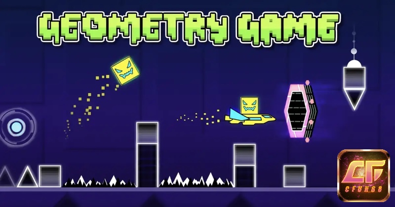 Người chơi điều khiển hình khối vượt chướng ngại vật theo nhịp nhạc trong Geometry Dash để rèn phản xạ và ghi nhớ pattern