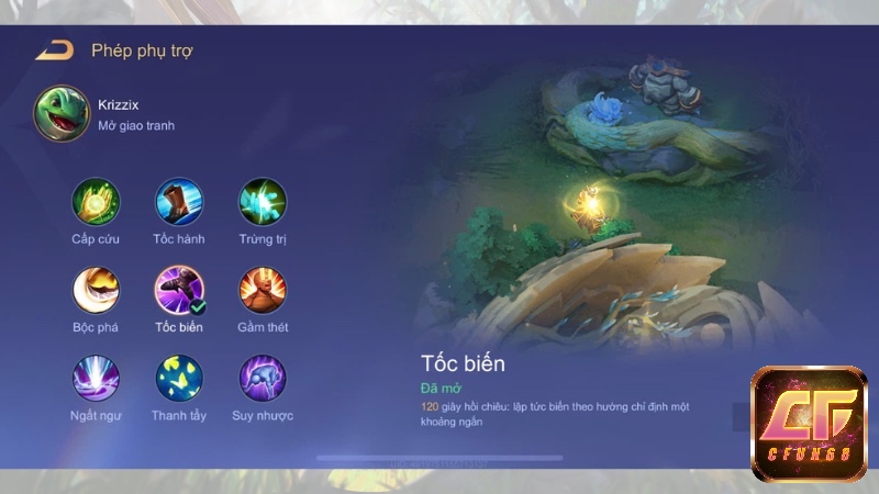 Tốc Biến giúp Krizzix tạo đột biến trong giao tranh, dễ dàng tiếp cận mục tiêu hoặc rút lui an toàn