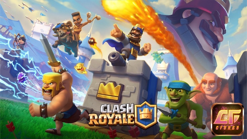 Người chơi Clash Royale triển khai thẻ bài và chiến thuật thời gian thực để phá hủy tháp đối thủ