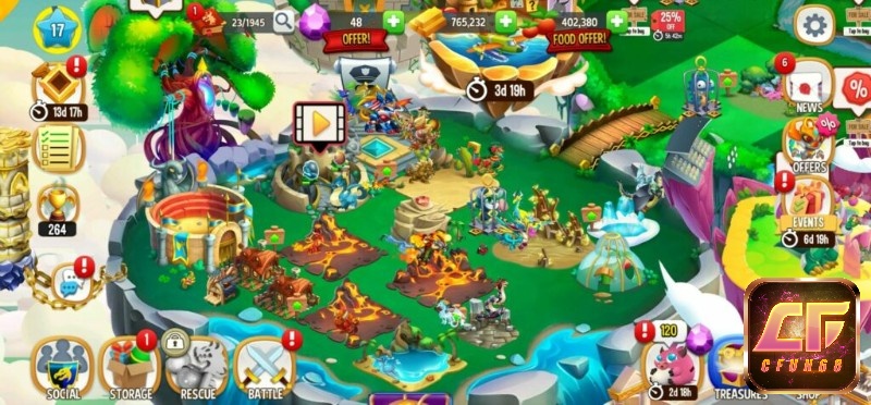 Dragon City Mobile thu hút bởi số lượng rồng khổng lồ và chế độ PvP kịch tính