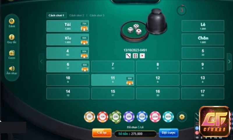 Kết quả phân loại thành Tài, Xỉu hoặc Bão, cùng nhiều cửa phụ đa dạng giúp trò chơi thêm kịch tính