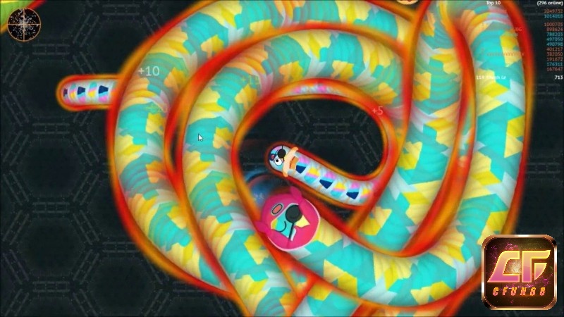 Thu thập thức ăn và săn “xác chết” đối thủ giúp bạn lớn nhanh trong game rắn săn mồi Wormate io.