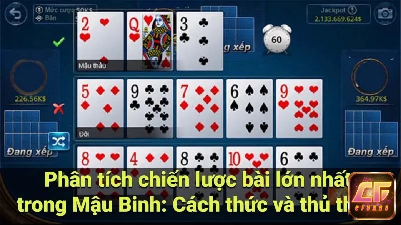 Các thế bài điển hình trong Binh xập xám online free, mỗi thế yêu cầu chiến thuật xếp bài riêng.