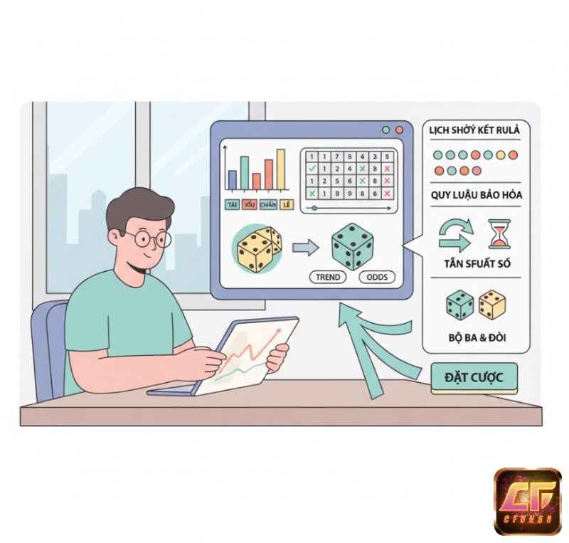 Người chơi Sicbo đánh giá xác suất Tài/Xỉu, Chẵn/Lẻ cùng mức độ lặp lại của các số trước khi quyết định cược