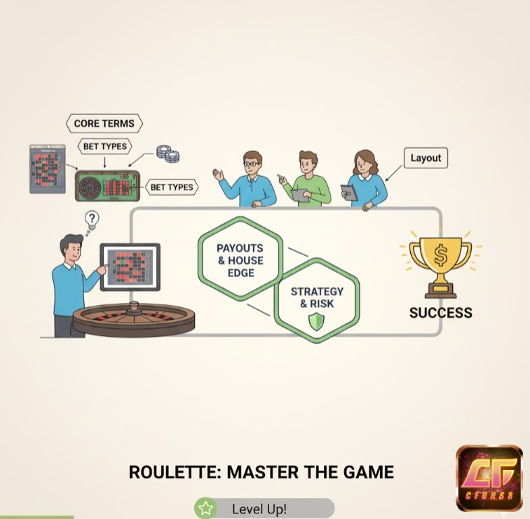 Người chơi tìm hiểu thuật ngữ game Roulette và chiến lược Roulette để làm chủ trò chơi và quản lý rủi ro