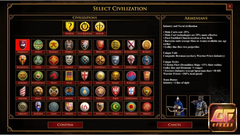 Danh sách nền văn minh và chiến dịch trong game Age of Empires II: Definitive Edition