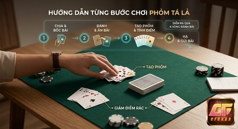 Quy trình 4 cách chơi Phỏm Tá Lả chuẩn, hướng dẫn cách tạo phỏm và giảm điểm rác hiệu quả qua các vòng