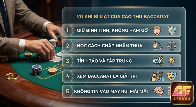 5 vũ khí bí mật rèn luyện tâm lý và kỷ luật, cho cao thủ Baccarat, giúp họ giữ bình tĩnh, chấp nhận thua và coi trò chơi là giải trí