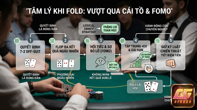 Quyết định fold 7-2 off-suit là đúng đắn về toán học, dù flop ra 7-7-2 gây tiếc nuối