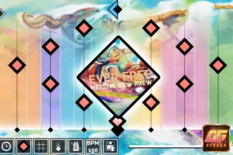 VOEZ với giao diện nốt nhạc nhiều màu trong game âm nhạc online