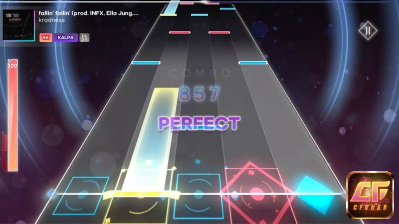 Người chơi trải nghiệm game online âm nhạc sống động trên điện thoại với hiệu ứng nốt nhạc