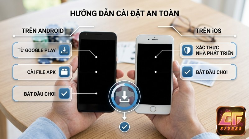 Hướng dẫn cài đặt an toàn và tải game võ lâm việt mobile, trên điện thoại Android (tải Google Play, cài APK) và iOS (xác thực nhà phát triển) để bắt đầu chơi