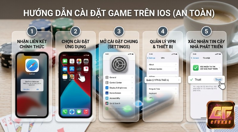 Hướng dẫn cài đặt game an toàn trên iOS, xử lý lỗi "Nhà phát triển Doanh nghiệp Không được Tin cậy" bằng cách tin cậy nhà phát triển qua Cài đặt chung